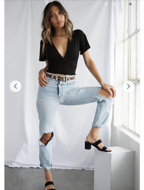 Áo Croptop F21 Nhún Eo Cổ Tim Sâu Gài Nút Tay Cánh Tiên Cotton Lụa Trắng / Đen / Tím