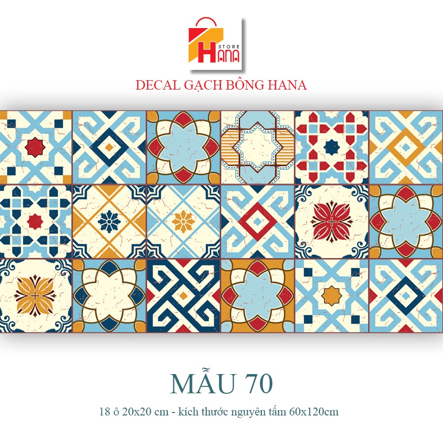Decal gạch bông Mua 3 tặng 1 set 32 ô  Decal trang trí phòng khách, decal dán tường dán tủ dán bếp