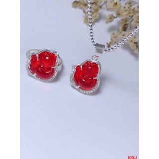 Dây chuyền bạc ta - Dây chuyền, mặt hồ ly đá