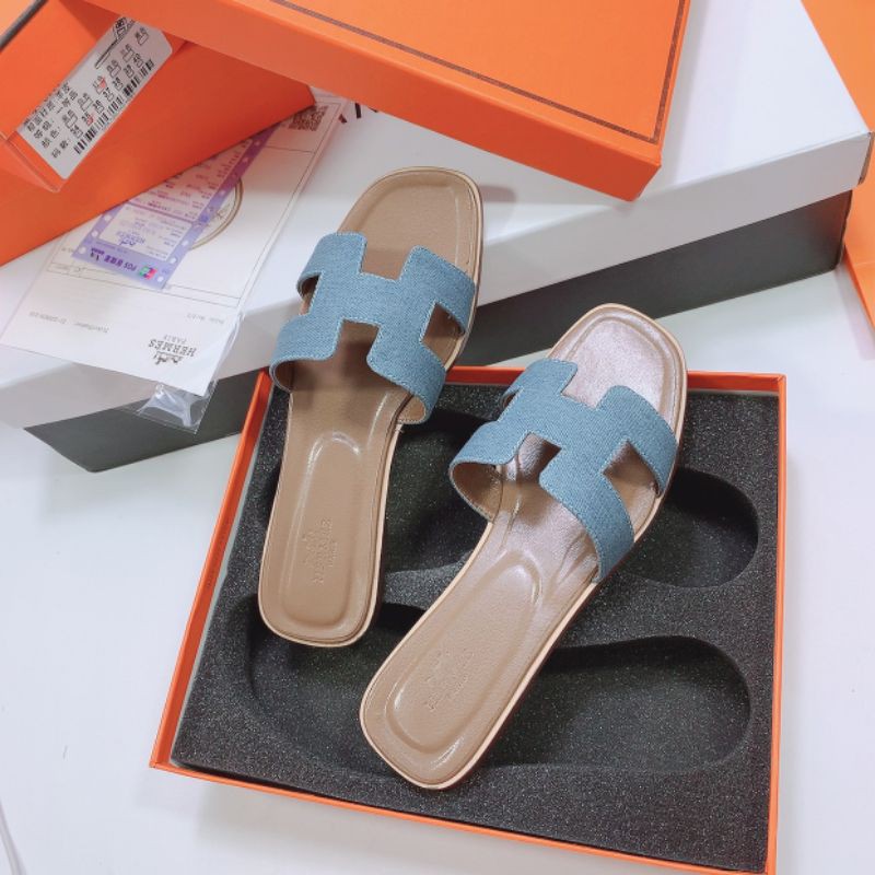 B(ẢNH THẬT) Dép Hm Quai Vải Denim Da Mềm Êm Fullbox Xốp Mút Bill Túi Cao Cấp LOẠI 1
