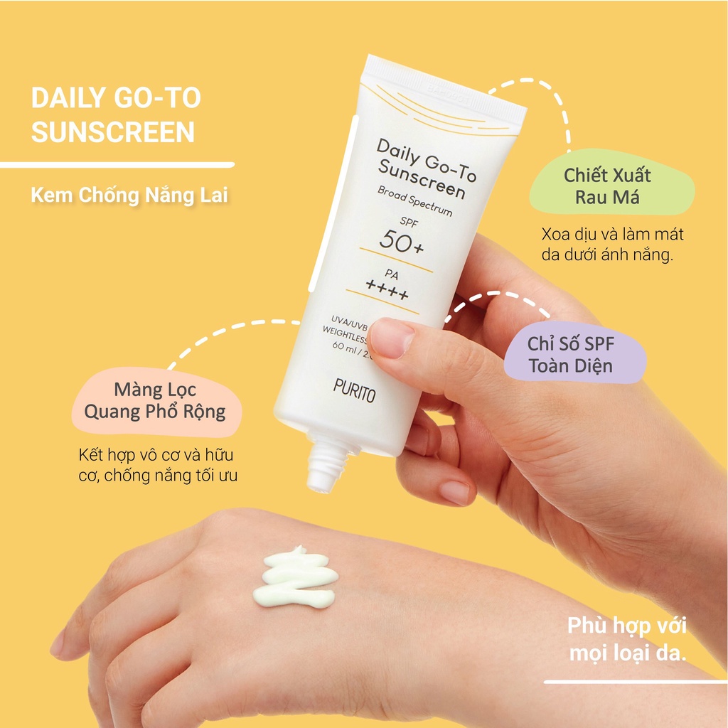 Kem chống nắng dạng lai PURITO Daily Go-to Sunscreen 60ml