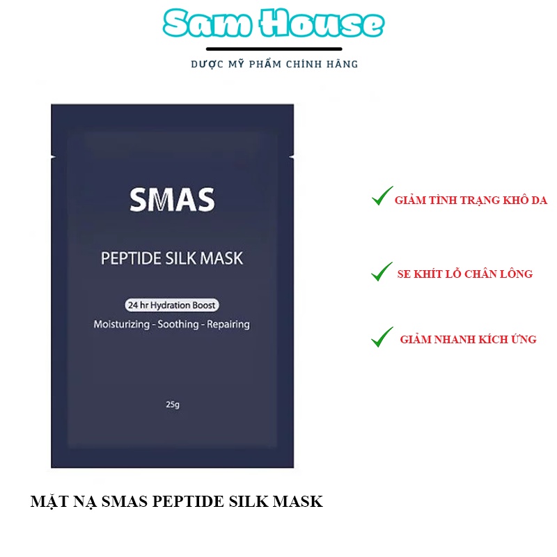 Mặt Nạ Smas Cấp Ẩm, Phục Hồi, Tái Tạo Da - Smas Peptide Silk Mask Nhật Bản Dành Cho Da Nhạy Cảm, Treatment