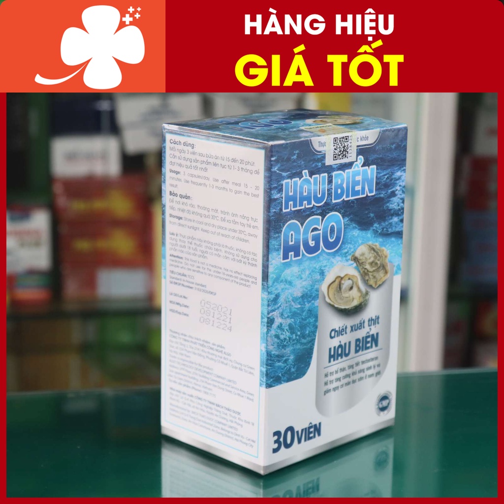 Hàu biển Ago - Hỗ trợ bổ thận, tăng tiết testosteron, tăng cường sinh lý nam (30 viên)