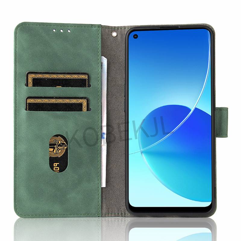 Bao Da pu Điện Thoại Nắp Lật Kèm Ngăn Đựng Thẻ Khóa Nam Châm Cho oppo reno6 z reno 6 pro 6z 5f 5 4f 4z reno6z reno6 4g Ốp