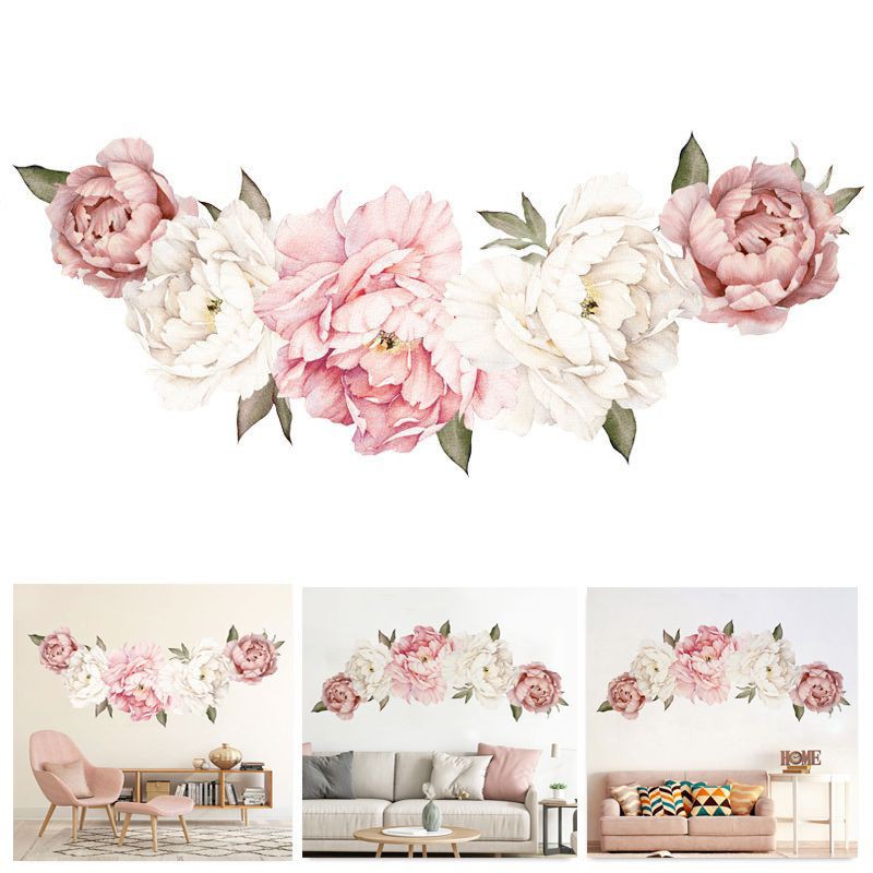 Sticker Dán Tường Trang Trí Hình Hoa Mẫu Đơn Lớn
