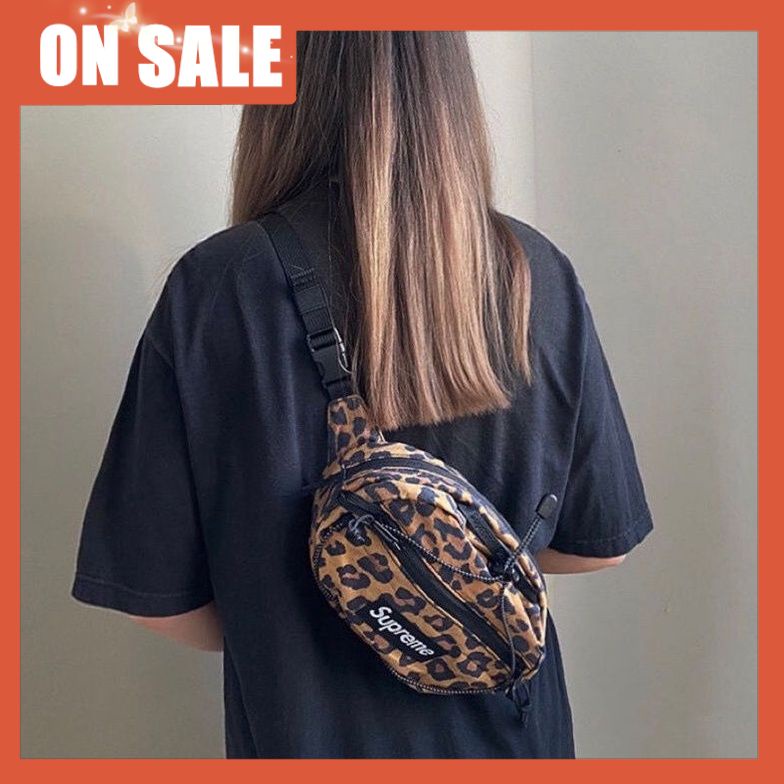 Túi Đeo Chéo Ngực Supreme 20fw Họa Tiết Da Báo Cá Tính Cho Nam Và Nữ