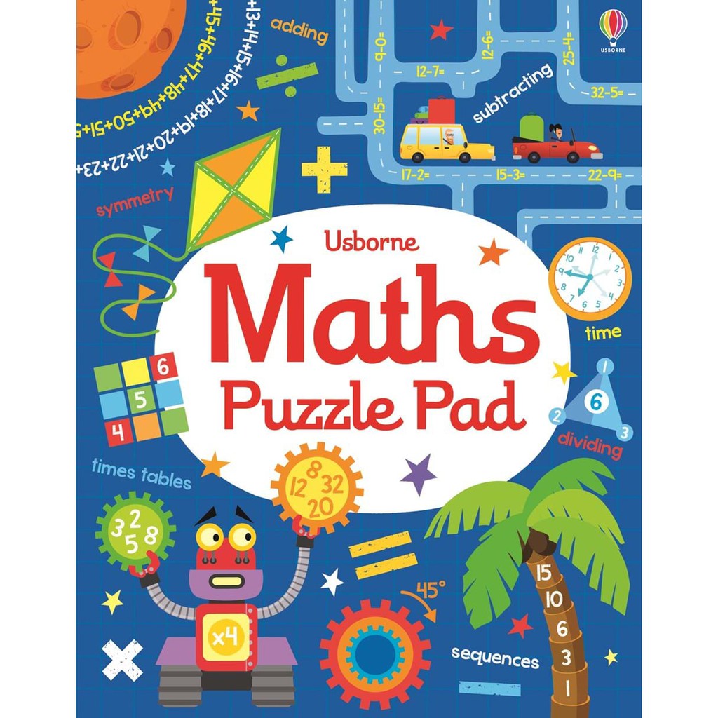 Sách Usborne - sách vui học toán cho bé 6-8 tuổi tiếng Anh Usborne Maths Puzzle Pad