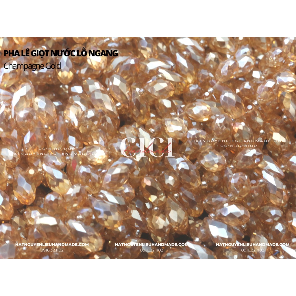 Dây Pha lê giọt nước lỗ ngang 6*12mm màu trong Cici Handmade nguyên liệu DIY hạt đính kết hạt làm vòng tay