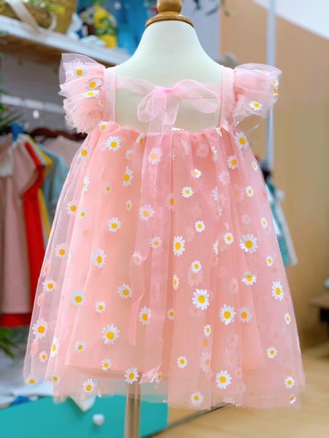 vải lưới in hoa cúc