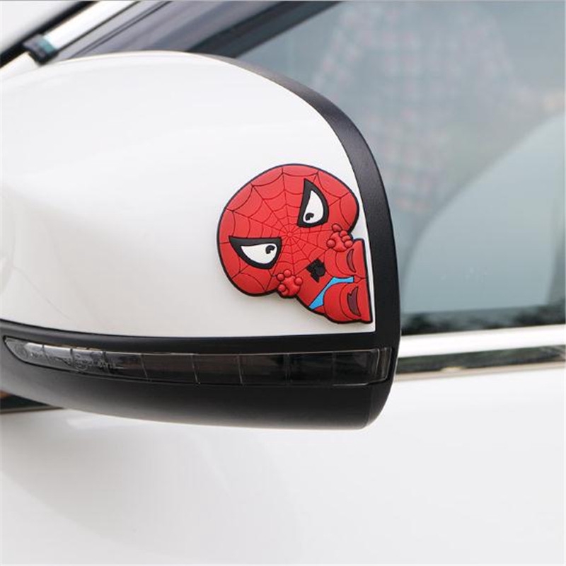 Bộ 2 Miếng Dán Cao Su Bảo Vệ Cửa Xe Hơi Chống Va Chạm Hình Siêu Anh Hùng Batman Ironman