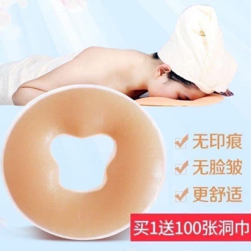 Gối silicon nằm úp mặt, dùng trong spa massage body, tắm trắng