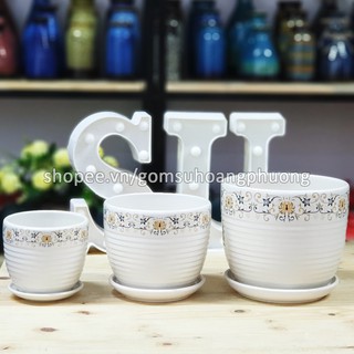 Chậu cây sứ họa tiết - 7 mẫu - Bát Tràng
