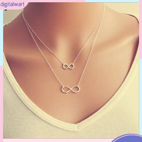 Vòng cổ choker 2 tầng mặt hình vô cực nhỏ xinh xắn dễ thương độc đáo dành cho nữ