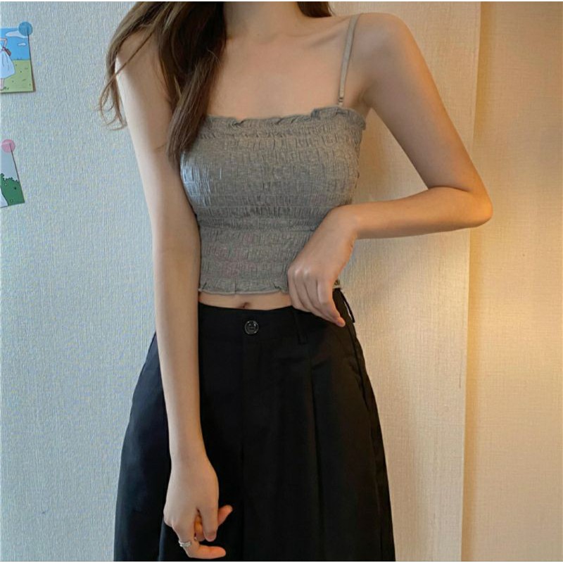 Áo Hai Dây Bo Chun Phong Cách Trẻ Trung Năng Động