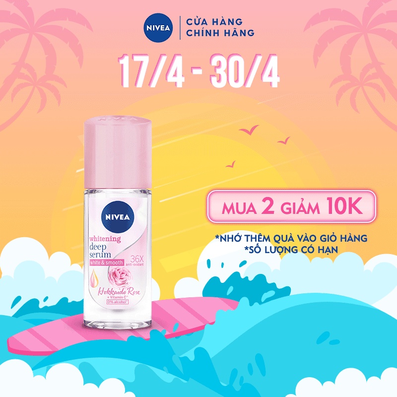 Lăn ngăn mùi Nivea serum trắng mịn hương hoa hồng Hokkaido (40ml) 85301