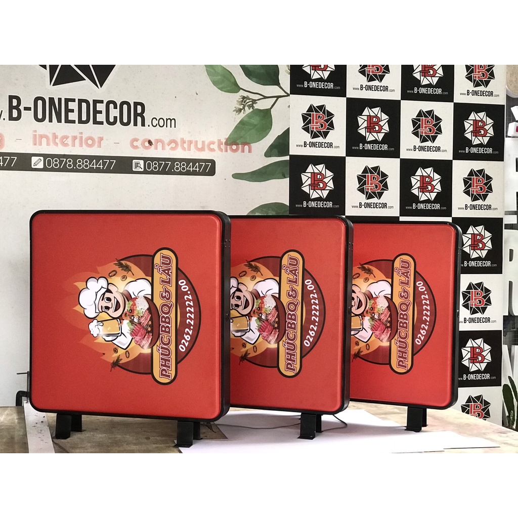 Hộp đèn quảng cáo hút nổi mica in decal full mặt siêu đẹp và chất lượng nhất - Vuông