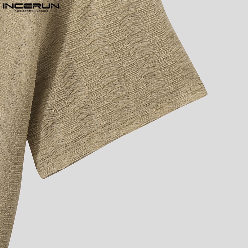 Áo thun INCERUN tay ngắn cổ thuyền phong cách cổ điển cho nam