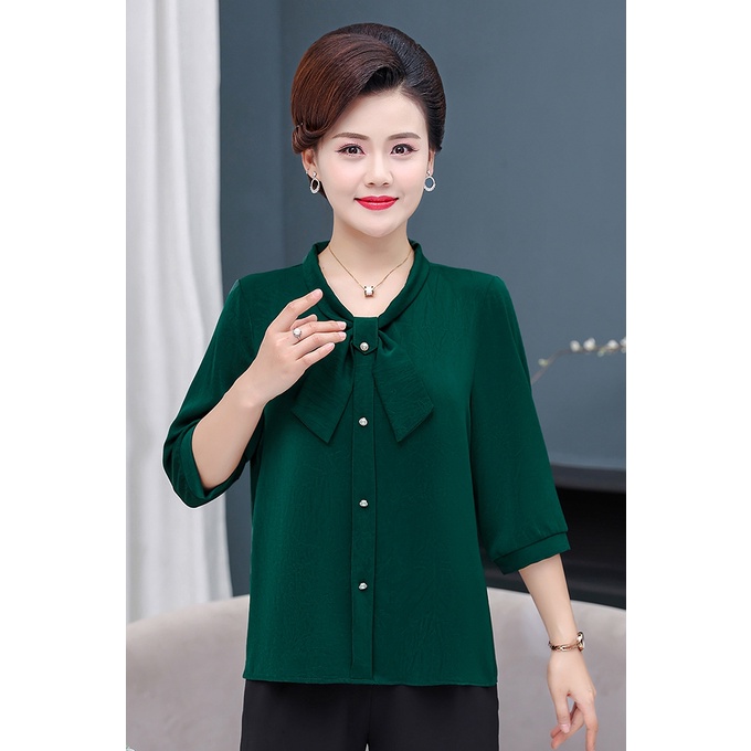 Áo Sơ Mi Voan Tay Dài Dáng Rộng Phong Cách Phương Tây Thời Trang Mùa Hè Dành Cho Phụ Nữ Trung Niên Cỡ Lớn