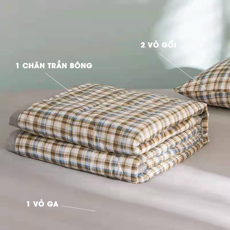 BỘ CHĂN GA GỐI COTTON ĐŨI Hàng VNXK Khô Thoáng Thấm Hút Mồ Hôi Tốt  Mabeding