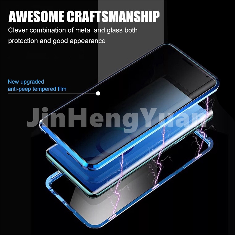 Ốp lưng kim loại cường lực từ tính chống nhìn trộm cho Samsung Galaxy S8 S9 S10 Plus Note 8 9 10