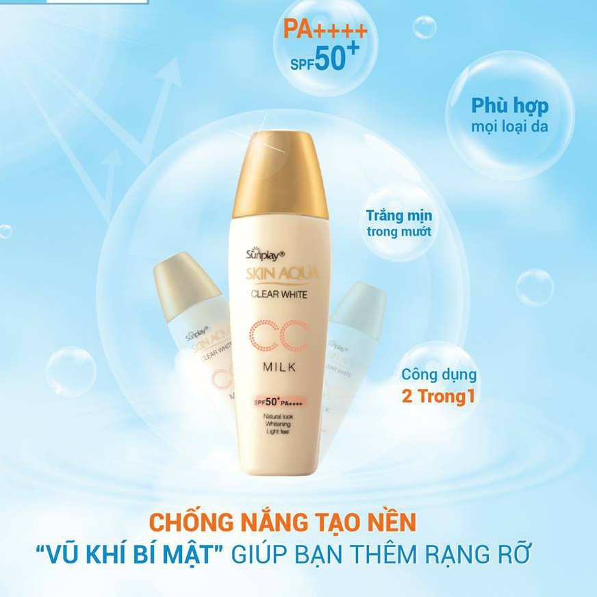 [2023] Sữa chống nắng Sunplay Skin Aqua Clear White CC Milk 25g