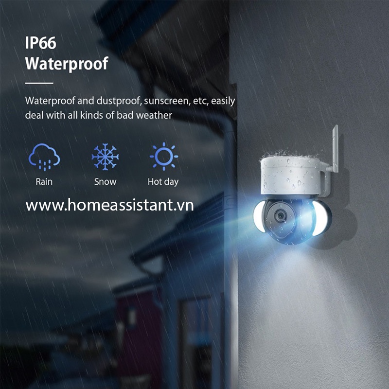 Camera Wifi Tuya 3M Tích Hợp Đèn Pha TY04  Hass
