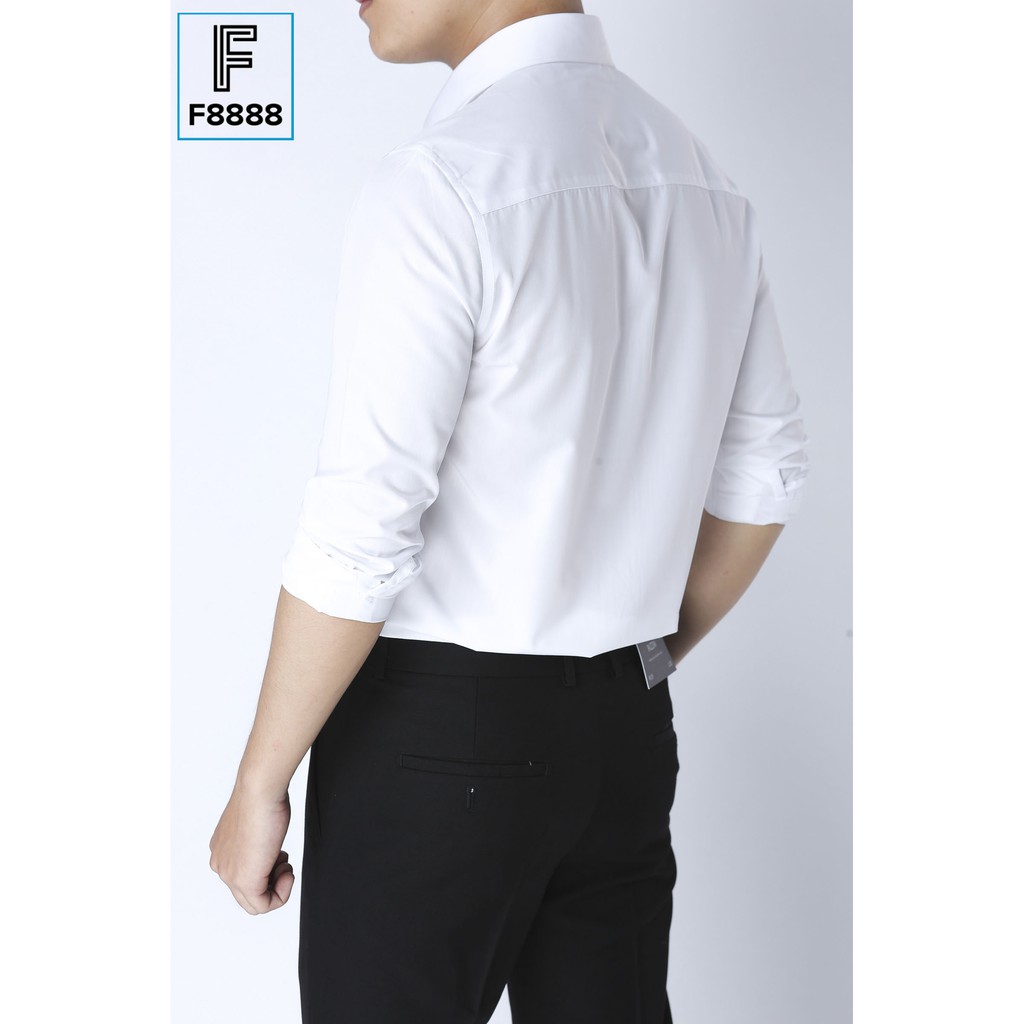 Áo sơ mi trắng nam dài tay công sở hàn quốc F8888 Cổ Cứng Màu Trắng