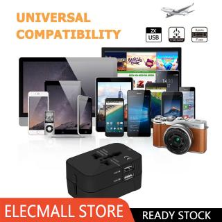 Universal Travel Adapter International Power Outlet Plug 2 USB