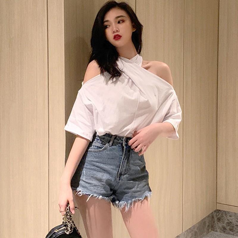 Áo trễ vai tay ngắn quyến rũ cho nữ