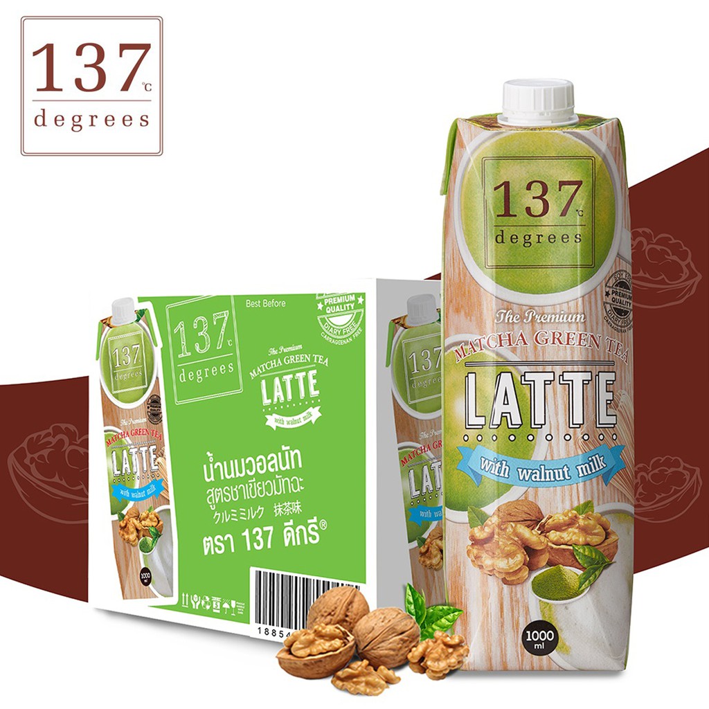 HỘP 1 LÍT SỮA HẠT ÓC CHÓ TRÀ XANH 137 DEGREES WALNUT MILK WITH MATCHA GREEN TEA