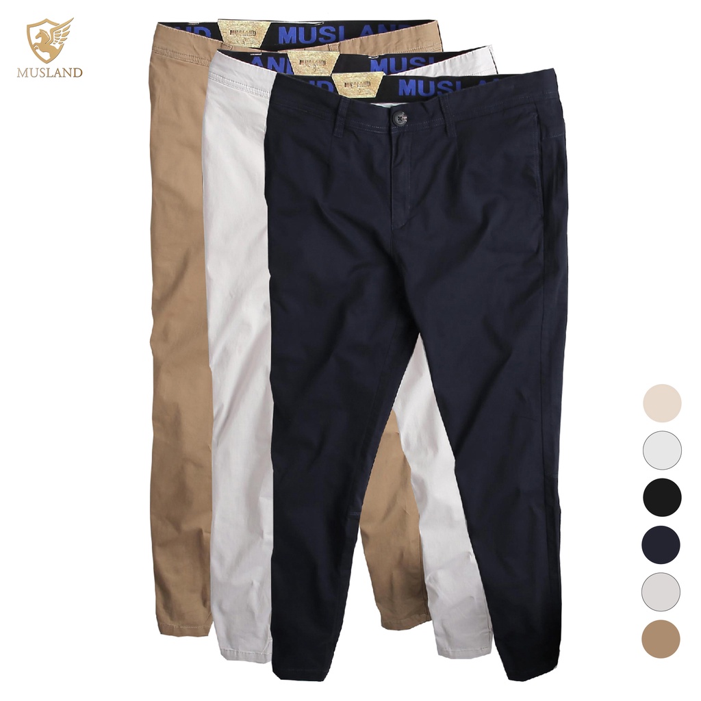Quần Kaki Jogger Basic Cạp Phối Chun 100% Cotton Musland KKML20006 - Quần Kaki Jogger Nam 6 Màu Co Giãn, Thấm Hút Mồ Hôi