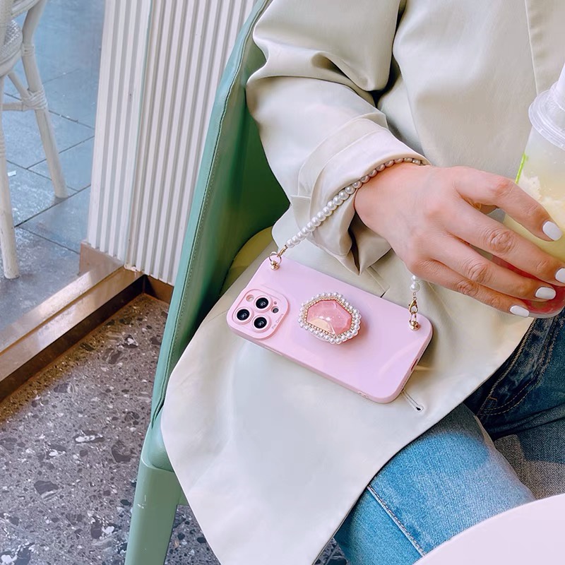 Ốp Điện Thoại tpu Họa Tiết Hoạt Hình Gắn Dây Đeo Ngọc Trai Cho iphone 14 13 pro max ins12 pro max x / xs max11 pro max xsmax