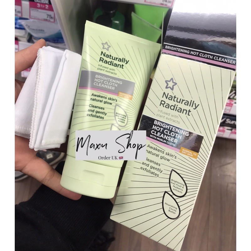 Tẩy trang khăn nóng Superdrug Naturally Radiant Brightening/ Vitamin E