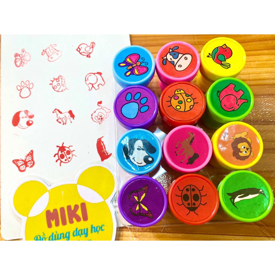 SET 12 DẤU MỘC IN HÌNH DỄ THƯƠNG (giao mẫu ngẫu nhiên)