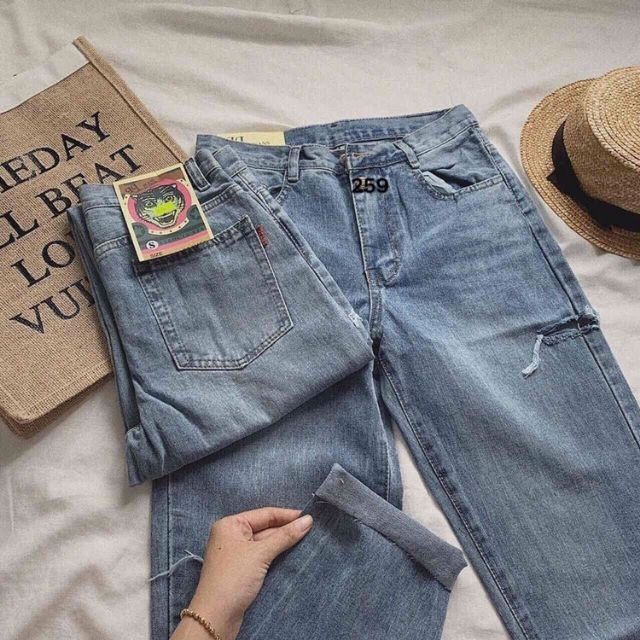 Quần slim baggy jeans rách sườn ver.3 form ulzzang kèm ảnh thật