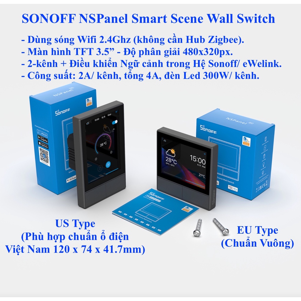 Sonoff NSPanel, Công tắc kèm ngữ cảnh có màn hình, App eWelink.