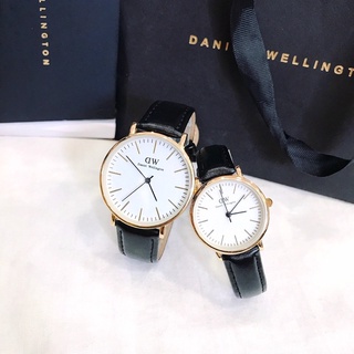 Đồng hồ dây da nam nữ đeo tay cặp đôi PW bản vạch nhỏ không lịch