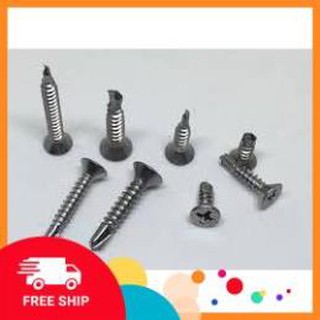Vít tự khoan inox 304 đầu dù, đầu phẳng các cỡ/ Vít bắn sắt, bắn tôn không rỉ ( Hộp 1kg)