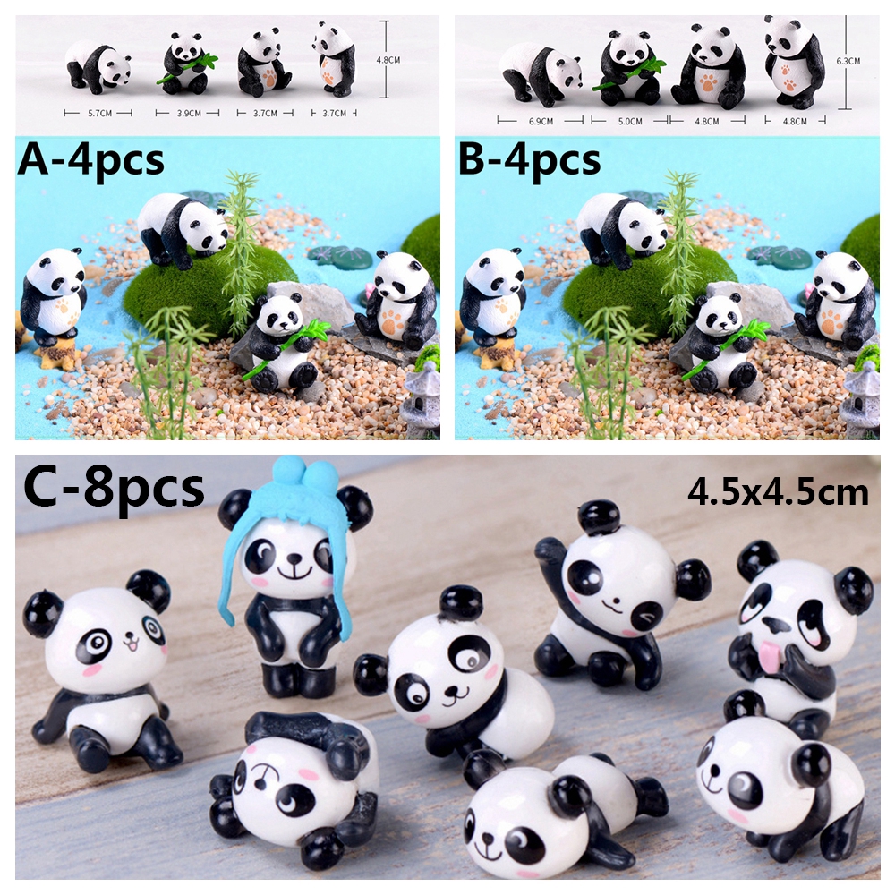 Set 4 / 8 tượng gấu trúc mini trang trí tiểu cảnh