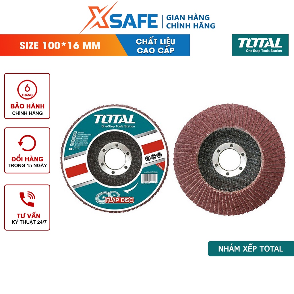 Đĩa nhám xếp TOTAL kích thước 115*22mm,P40-P60-P80, tích hợp thép cao cấp, thép, gang và thép miếng - [XSAFE]