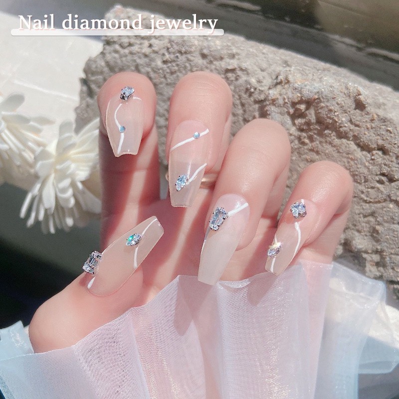 Set 10 Viên Charm Hình Học  Đá Cao Cấp Trang Trí Móng