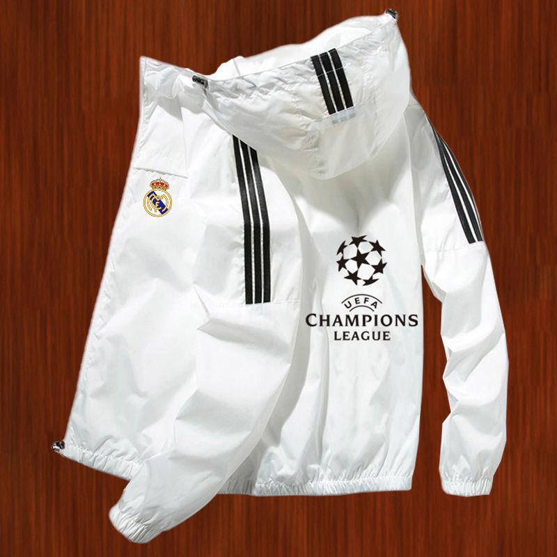 Áo Khoác Thể Thao Có Mũ Trùm In Logo Champions League Real Madrid Cho Nam Và Nữ