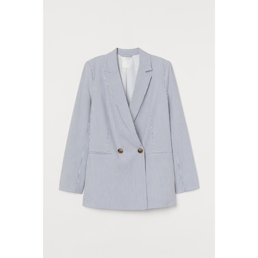 H&M Đức - Áo khoác blazer kẻ sọc auth new tag chính hãng cao cấp 2 hai lớp có độn vai nút túi thật