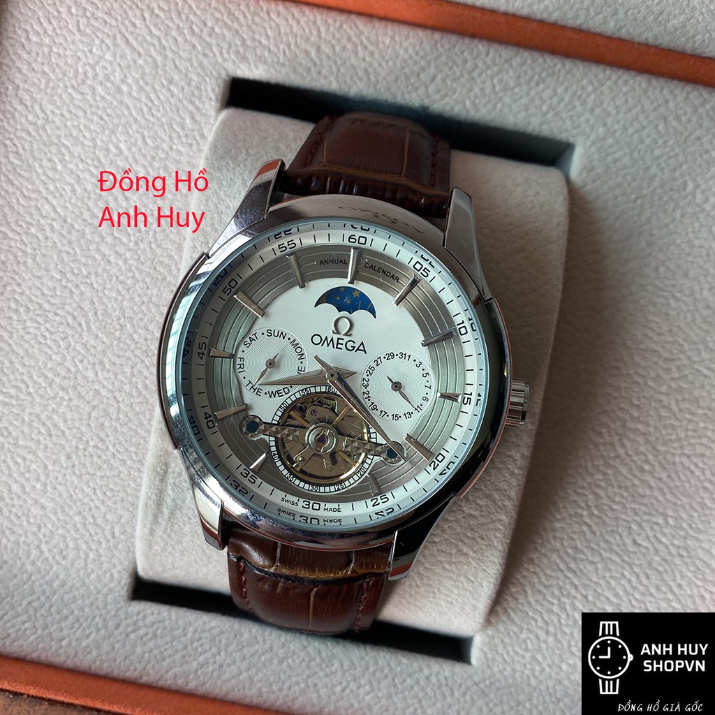 Đồng Hồ Nam OME.G Dây da Nâu Máy Cơ Automatic - Đồng Hồ Cơ Nam AnhHuy