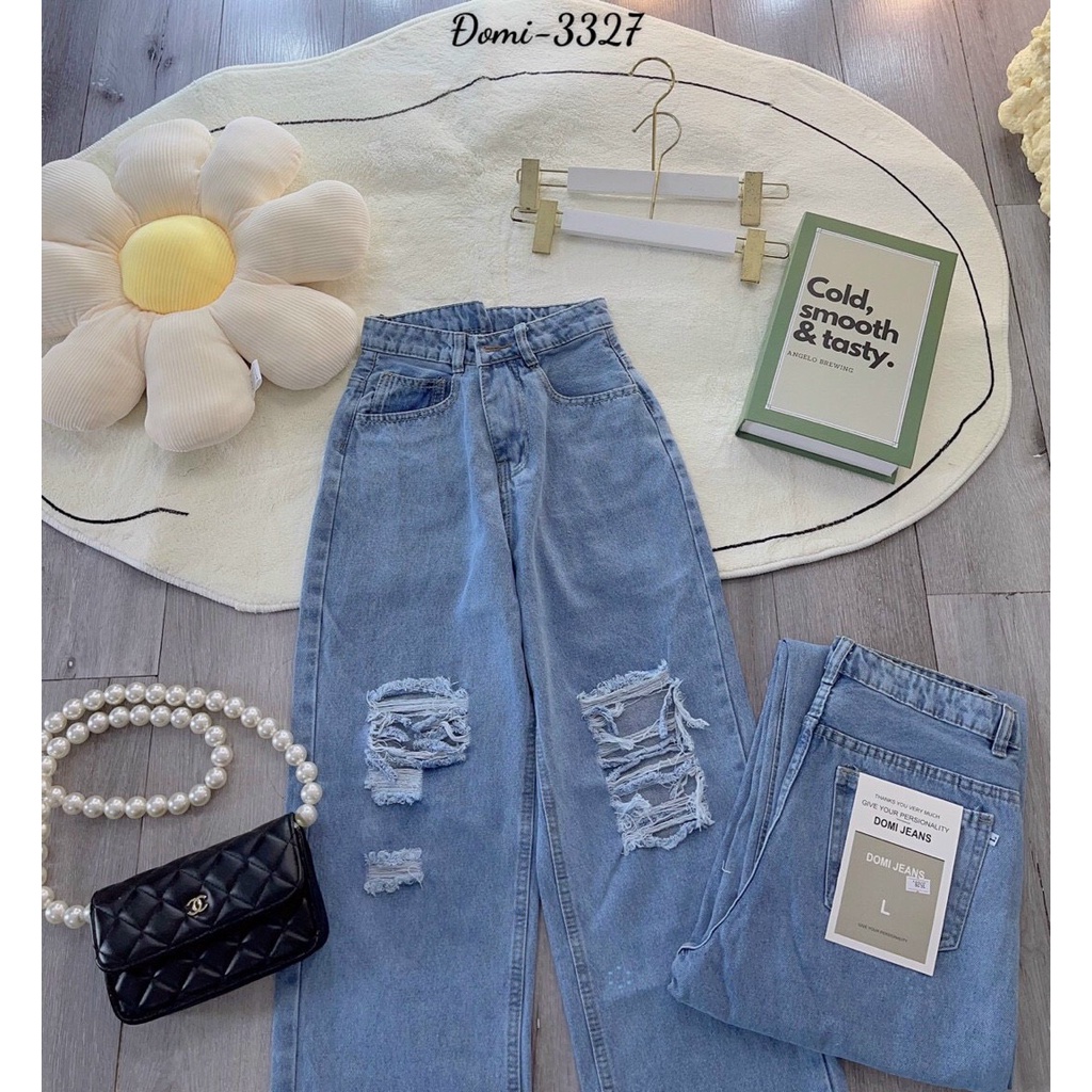 [VIDEO+FREESHIP ] QUẦN JEANS ỐNG RỘNG NỮ LƯNG CAO LAI CUỐN RÁCH 2 ĐÙI VUÔNG XỊN SÒ ĐẲNG CẤP MÀU XANH NHẠT HOT HIT HADI