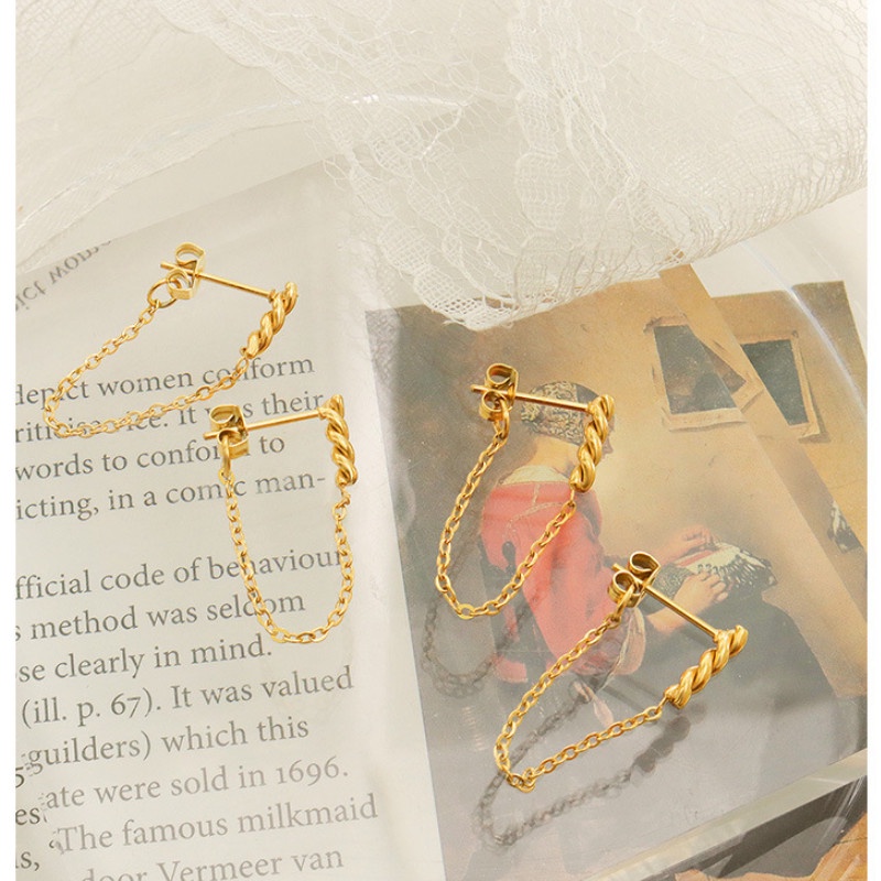 Bông Tai Dây Tua Rua Cá Tính Titan Ko Han Rỉ TT 4019