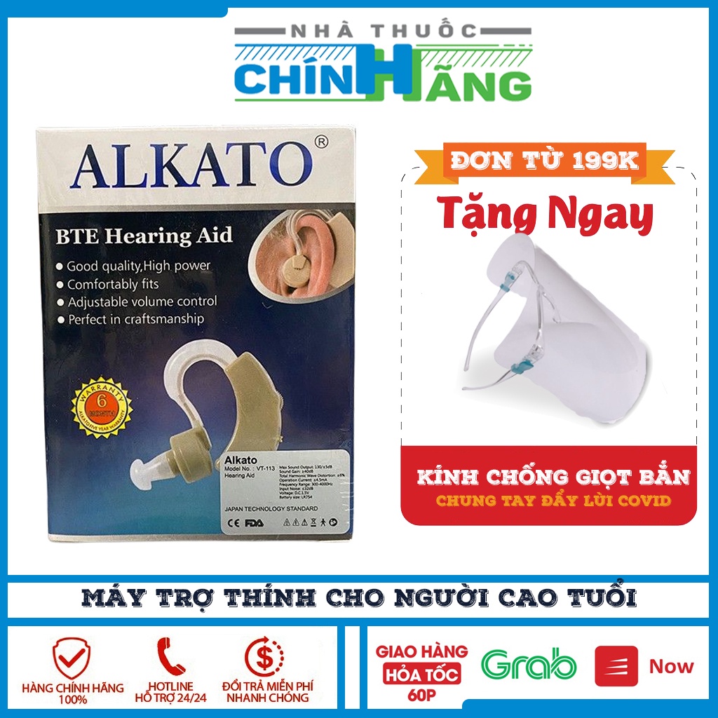 (Bảo hành 1 năm chính hãng) Máy trợ thính vành tai Alkato VT-113