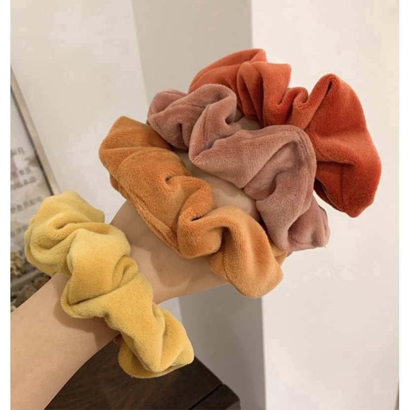 Elegant Coral Velvet Solid Elastic Rubber Hair Bands/ Women Candy Color Ponytail Holder/ Girls Scrunchies Accessories