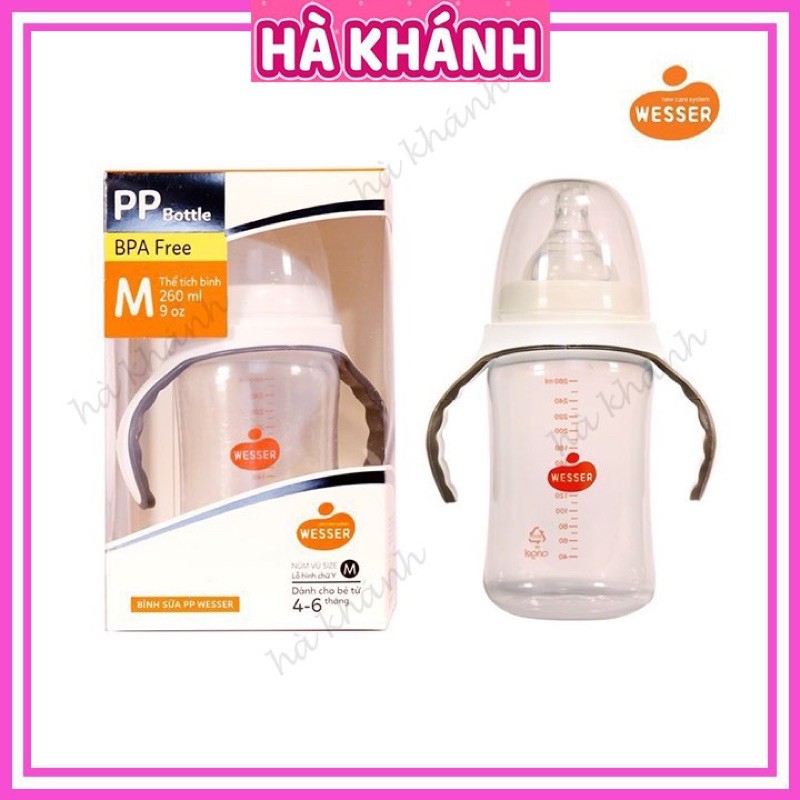 Bình Sữa Wesser Cổ Rộng PP Bottle 260ML