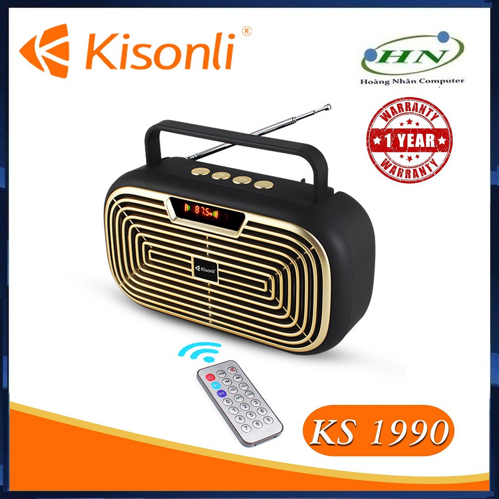 Loa bluetooth Kisonli KS-1990 tích hợp anten bắt sóng cực mạnh, kèm romote, hỗ trợ thẻ nhớ/ USB/ FM/ AUX (nhiều màu)